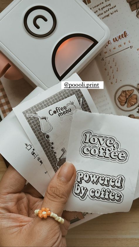 Printing excellence starts with thermal paper. A world of possibilities with PoooliPrinter! 🥰 ★ Follow @poooli.print now for printing & journaling content! ★ Tap the Pin above to find out more ………………………………………………... #poooliprinter #poooliprint #poooli #journaling #journal #bulletjournal #bujo #stationery #planner #journalinspiration #artjournal #art #bujoinspiration #crafts #diy #study #scrapbooking Poooli Print Ideas Journal, Thermal Sticker Printer, Coffee Menu, Bujo Inspiration, Journal Inspiration, Art Journal, How To Find Out, Bullet Journal, Stationery