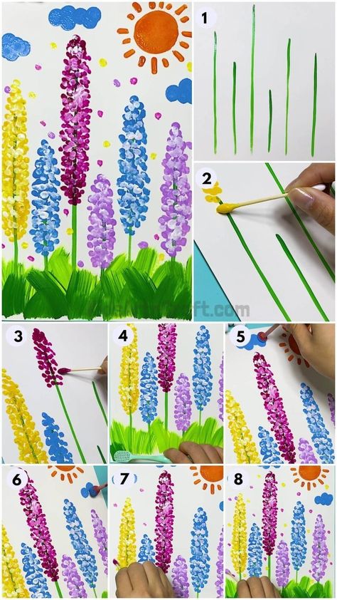 Art For Special Needs Kids, Diy – Velikonoce, How To Paint Flowers, Spring Arts And Crafts, Craft Easter, Painting Step By Step, Spring Art Projects, Trees Painting, Paint Flowers