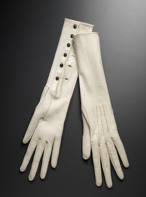 1877, France - Wedding gloves - Kid with silk thread and metal buttons Victorian Gloves, Silk Gloves, Gloves Women, Wedding Gloves, Bridal Robes, Bridal Shop, Silk Thread, Womens Gloves, Historical Fashion