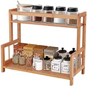 Bamboo Spice Rack, Bathroom Countertop Storage, Kitchen Countertop Storage, Rotating Spice Rack, Countertop Shelf, Wooden Spice Rack, Messy Desk, Organizer Kitchen, Countertop Organization