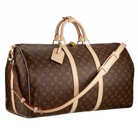 For the fashionable traveler, a Louis Vuitton Keepall is a must. This iconic weekender bag has been around since 1930, and is the ultimate choice for a designer carry-on. We recommend staying under the Keepall 60 size, though, since it's known to get a bit heavy on the shoulder. Mochila Louis Vuitton, Tas Louis Vuitton, Louis Vuitton Duffle Bag, Outfit Designer, Sac Louis Vuitton, Michael Kors Designer, Louis Vuitton Travel, Louis Vuitton Keepall, Bag Essentials