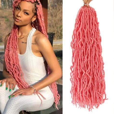 PRICES MAY VARY. 【Premium Faux Locs】Cohariss faux locs crochet hair is 100% made of high quality synthetic fiber, soft, light, itch free, tangle free, great protective soft locs style, natural curved, trendy and unique, say goodbye to the dull regular locs crochet hair, try it, you will be amazed by your beauty! 【Faux Locs Features】Fashion soft locs crochet hair, full, thick, breathability, no smell, protect your scalp and hair, low maintenance, long lasting, comfortable to wear, perfect for sho Pink Soft Locs, Crochet Braids For Black Women, Crochet Hair Braids, Butterfly Locs Crochet Hair, Butterfly Locs Crochet, Goddess Locs Crochet, Braids Extensions, Faux Locs Crochet, Soft Locs