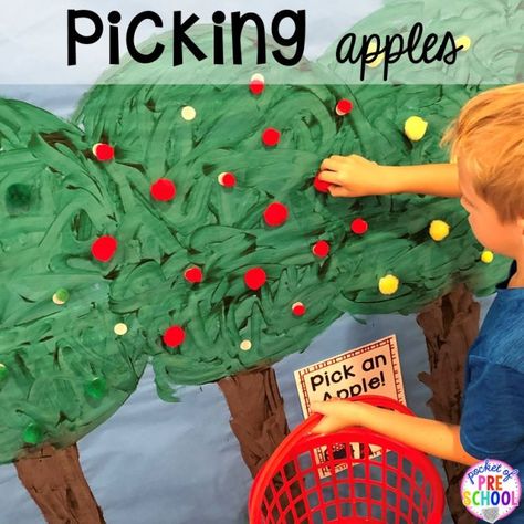 Apple Orchard Dramatic Play - Pocket of Preschool Apple Orchard Dramatic Play, Preschool Apple Theme, September Preschool, Pocket Of Preschool, Dramatic Play Center, Apple Lessons, Picking Apples, Apple Preschool, Apple Unit