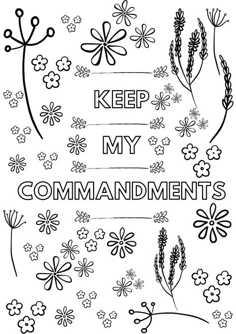 Keep My Commandments coloring page LDS young women Lds Coloring Pages, Boy Coloring, Lds Young Women, Fun Signs, Coloring Sheets, Color Pop, Coloring Pages, Color