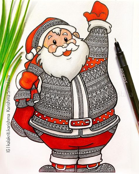 Karishma Srivastava | Mandala on Instagram: “May the holiday season be full of peace and joy for each one of you. Wishing Merry Christmas and a very Happy New Year in advance!😊🎅🏻🎄✨🎉…” Christmas Kolam, Karishma Srivastava, Happy New Year In Advance, Mandala Work, Wishing Merry Christmas, Merry Christmas Drawing, Santa Claus Drawing, August Colors, Paw Patrol Decorations