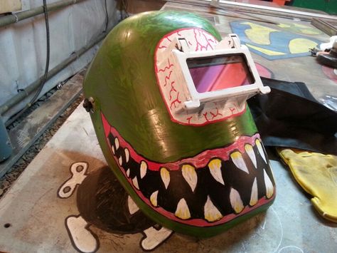 Welding shield paint job Welding Helmet Designs, Shield Designs, Welding Hood, Welding Hoods, Welding Mask, Helmet Designs, Helmet Paint, Mask Painting, Welding Helmet