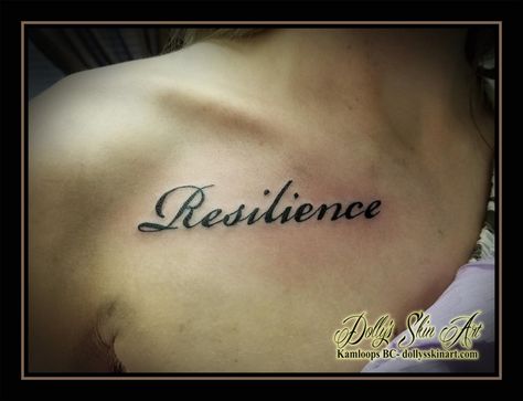 Small Tattoos Resilience, Lettering Tattoo Ideas Women, Resilient Tattoo Ideas, Resilience Tattoo Fonts, Resilient Tattoo, Resilience Tattoo, Kamloops Bc, Cursive Tattoos, Tattoo Time