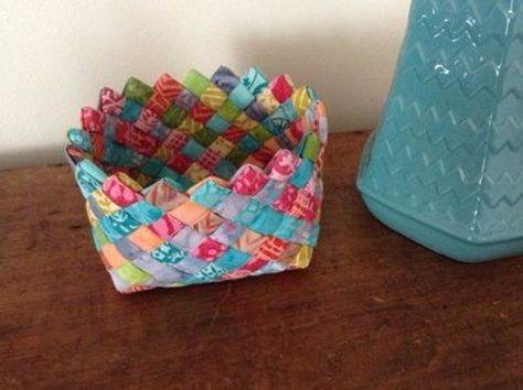 Cool Crafts You Can Make With Fabric Scraps - Woven Fabric Basket - Creative DIY Sewing Projects and Things to Do With Leftover Fabric Scrap Crafts #sewing #fabric #crafts