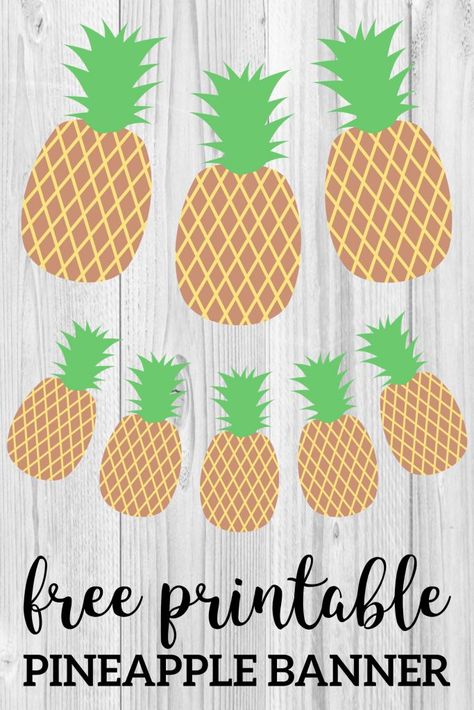 Pineapple Party Banner Free Printable. Easy DIY pineapple decor idea for your home, or for a pineapple or summer party. Pineapple fun. #papertraildesign #pineappledecorations #pineappleart #party Hawaiian Printables Free, Pineapple Classroom Decor, Pineapple Bulletin Board Ideas, Diy Pineapple Decor, Pineapple Classroom, Pineapple Birthday Party, Diy Pineapple, Pineapple Theme, Pineapple Birthday