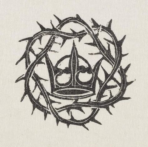 Crown Of Thorns Art, Medieval Logo, Scotland Tattoo, Eric Gill, Medieval Drawings, Gallery Of Modern Art, Gothic Tattoo, Linocut Art, Drawing Exercises