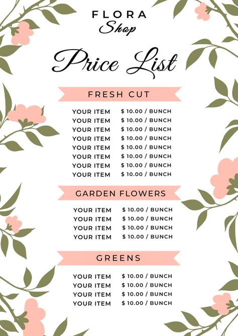 Plant Border, Florist Business Card, Plant Background, Psd Free Download, Price List, Graphic Design Templates, Free Psd, Free Graphic Design, Image Design