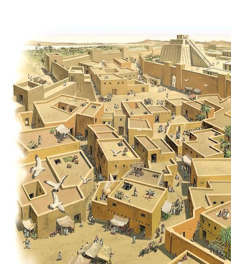 The Streets of Ur, the world's first city, in Ancient Mesopotamia, the "land between the rivers".  Ur is mentioned in the Book of Genesis Ancient Sumer, Ancient Sumerian, Cradle Of Civilization, Ancient Near East, Ancient Greek Architecture, Ancient Mesopotamia, Ancient Buildings, Iron Age, Ancient Architecture