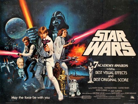 Star Wars British Quad Chantrell UK / 1977 / Cinema Posters / Tom William Chantrell / 76x101.5 Original vintage movie… / MAD on Collections - Browse and find over 10,000 categories of collectables from around the world - antiques, stamps, coins, memorabilia, art, bottles, jewellery, furniture, medals, toys and more at madoncollections.com. Free to view - Free to Register - Visit today. #Posters #Cinema #MADonCollections #MADonC Star Wars Family Tree, Woodland Bunny, Alec Guinness, Star Wars Character, Star Wars Episode Iv, Star Wars 1977, Iconic Artwork, Star Wars Film, Movie Posters Design