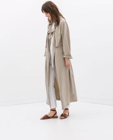 Image 1 of STUDIO LONG LOOSE FIT TRENCHCOAT from Zara Spring Coat Outfit, Coats Outfit, Moda Over 40, Spring Outerwear, New Fashion Clothes, Trench Coat Dress, Trench Coat Outfit, Zara Coat, Long Trench