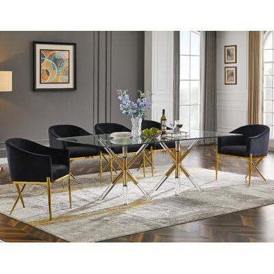 Glass Dining Set, Dining Table Gold, Gold Dining, Velvet Living Room, Regal Design, Formal Dining Tables, Table Seating, Modern Dining Room, Dining Room Sets