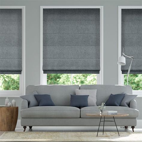 Waycroft Slate Roman Blind Roman Blinds Living Room, Spare Room Office, Grey Roman Blinds, Cosy Spaces, Roman Blind, Spare Room, Dark Shades, Roman Blinds, Fine Fabric