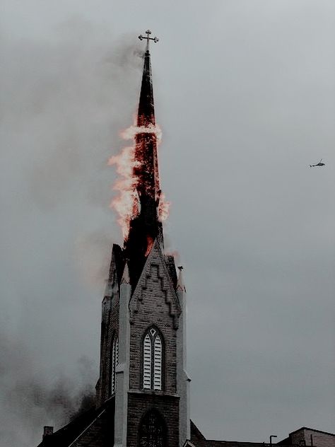 Burning Church Aesthetic, Decapitation Aesthetic, Rosemarys Baby Aesthetic, Antichrist Aesthetic, Dark Church Aesthetic, Demoncore Aesthetic, Church On Fire, Burning Cross, Burning Church