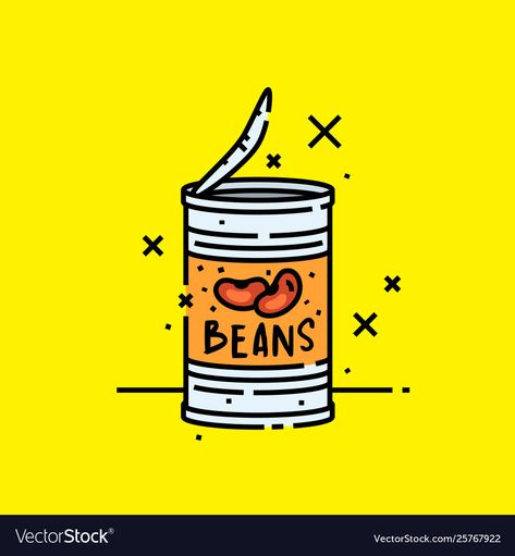 Canned Baked Beans, Canned Beans, Baked Beans, Yellow Background, Vector Illustration, Tin, Resolution, Yellow, Design