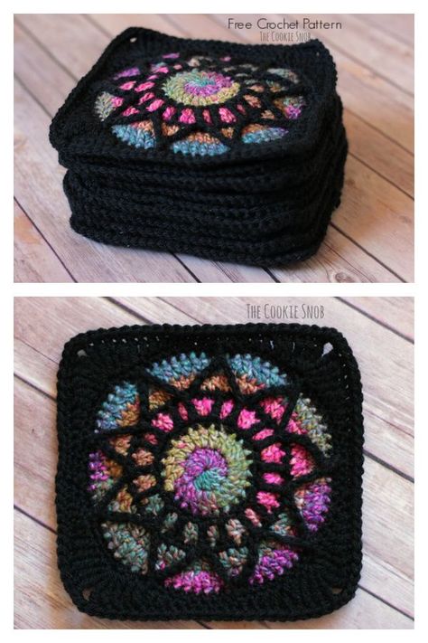 Stained Glass Square Free Crochet Pattern Funky Granny Square Crochet, Stained Glass Granny Square Crochet, Stained Glass Crochet Patterns Free, Stained Glass Crochet, Stained Glass Square, Crochet Blanket Granny Square, Crochet Blanket Granny, Blanket Granny Square, Crochet C2c Pattern