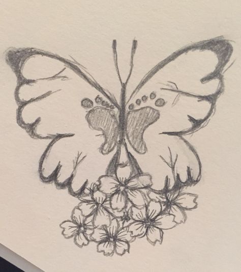 Stillbirth Tattoo, Misscarage Tattoo Ideas, Small Wing Tattoos, Tattoos Representing Children, Butterfly Wing Tattoo, Baby Angel Tattoo, Pencil Sketch Images, Remembrance Tattoos, Dragon Tattoo Designs