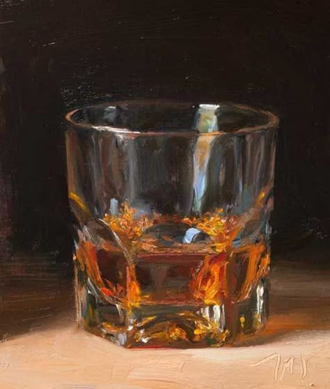 Whiskey Painting, Glass Of Whiskey, Daily Painters, Arte Van Gogh, Whiskey Glass, Arte Sketchbook, Daily Painting, Painting Still Life, Still Life Art