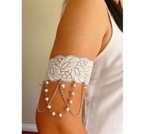 Bridal Stretch Lace Arm Band ,Adjustable Lace Wedding White Floral Lace Arm Cuff Cover Scar Tattoo With Pearl Chain Bracelet Arm Warmers - Search Shopping Arm Accessories Jewelry, Bracelet Arm, Scar Tattoo, Arm Accessories, Wedding White, Arm Cuff, Pearl Chain, Stretch Lace, White Wedding