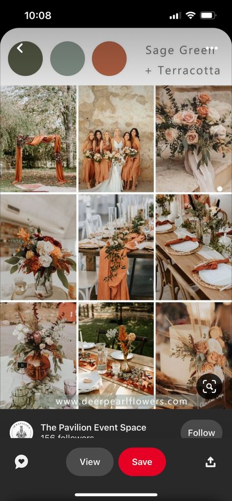 English Themed Wedding, Terracotta And Green Wedding Theme, Copper Color Wedding Theme, Terricata And Sage Wedding Color, Terra Cotta Wedding Theme, Sage And Terra Cotta Wedding Centerpieces, Sage Green And Light Terracotta Wedding, Rust And Sage Wedding Decor, Olive Green Terracotta Wedding