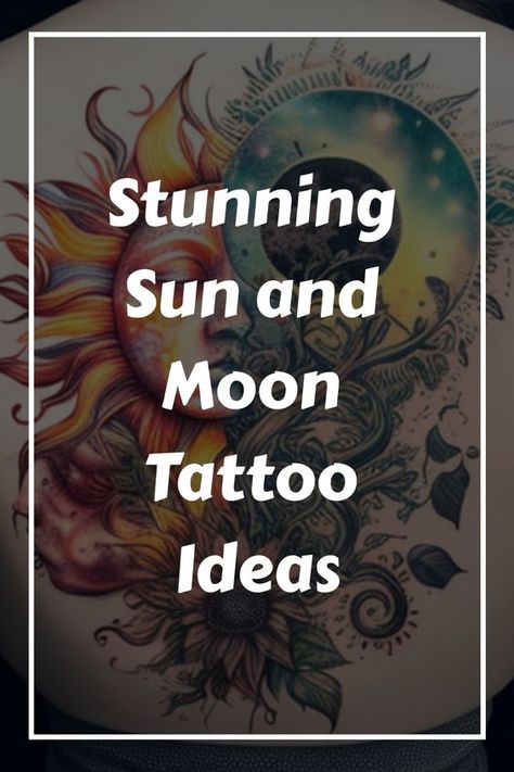 Embrace the cosmic balance with our Sun Moon Tattoo Ideas. Each design intertwines these celestial bodies, symbolizing the duality of life, unity, and harmony. Perfect for those who seek a tattoo that reflects the contrast and connection between day and night. Sun Moon Lotus Unalome Tattoo, Moon Kissing Sun Tattoo, Aztec Sun And Moon Tattoo, Sun And Moon Tattoo Colorful, Tattoo Ideas Female Moon And Stars, Sun Moon Floral Tattoo, Tattoo Ideas Female Sun And Moon, Moon And Beach Tattoo, Day And Night Tattoo Ideas