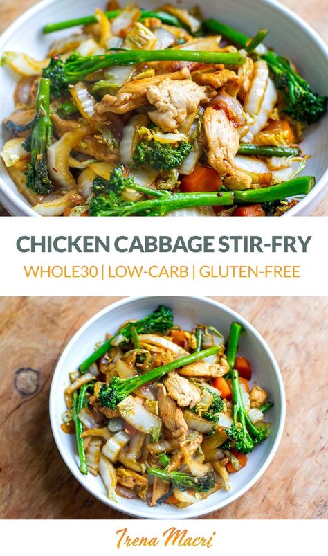 This quick and easy chicken cabbage stir-fry is a great midweek dinner meal. It's healthy, nutritious, gluten-free, paleo, low-carb and Whole30-friendly. You can make it with chicken breast or thigh meat and any type of cabbage or any other cruciferous vegetables of choice. #chickenrecipes #stirfry #paleo Quick Easy Chicken Recipes, Chicken Cabbage Stir Fry, Easy Paleo Dinner Recipes, Quick Easy Chicken, Chicken Cabbage, Paleo Snack, Cabbage Stir Fry, Paleo Recipes Breakfast, Chicken And Cabbage