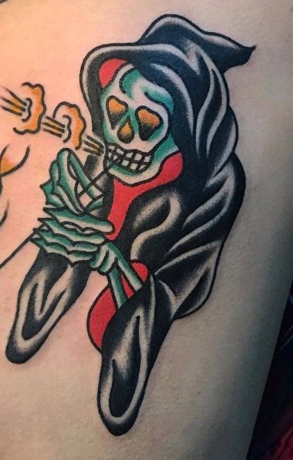 Bert Grimm, Traditional Tattoo Design, Traditional Tattoo Flash, Book Tattoo, Next Tattoo, American Traditional Tattoo, American Traditional, Grim Reaper, Flash Tattoo