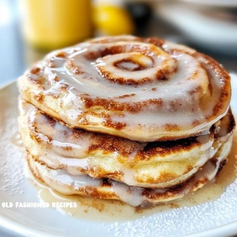 Ingredients: For Pancakes: 1 cup all-purpose flour 2 teaspoons baking powder 1/2 teaspoon salt... Cinnamon Roll Pancakes Easy, Cinnamon Bun Pancakes, Cinnamon Swirl Pancakes, Cinnamon Roll Pancakes Recipe, Pancake Syrup Recipe, Cinnamon Roll Pancakes, Cinnamon Pancakes, Pancake Syrup, Pancake Recipe Easy