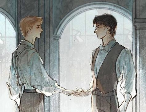 Drarry Fanart, Harry Draco, Gay Harry Potter, Harry Potter Artwork, Harry Potter Comics, Draco Harry Potter, Harry Potter Draco Malfoy, Potter Art, Harry Potter Anime