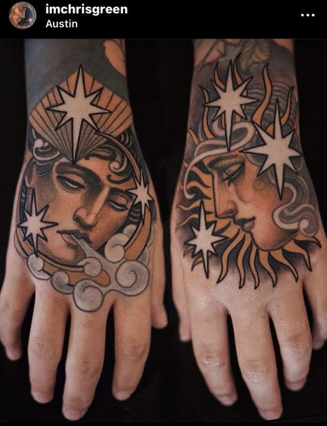 Traditional Sun Tattoo, Neo Tattoo, Traditional Tattoo Inspiration, Surreal Tattoo, Sun Tattoos, Mythology Tattoos, Classic Tattoo, Tattoo Illustration, Vintage Tattoo