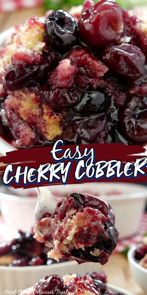 Easy Cherry Cobbler is a delicious cobbler recipe made with scrumptious cherries and has a cake-like cobbler topping. #cherrycobbler #easycobblerrecipe Easy Cherry Cobbler, Cherry Cobbler Recipe, Almond Glaze, Cobbler Recipes Easy, Cherry Crumble, Cobbler Topping, Dump Cakes, Fruit Cobbler, Cherry Desserts