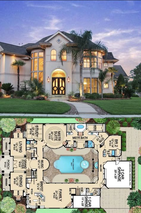 French Mansion Floor Plan, Villa Floor Plan, Mansion Layout, Luxury House Floor Plans, Mansion Plans, Aesthetic Architecture, Mediterranean Style House Plans, House Plans Mansion, Mansion Floor Plan