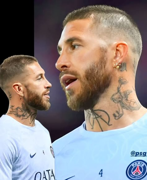 Sergio Ramos Short Hair, Sergio Ramos Buzzcut, Sergio Ramos Haircut, Sk Tattoo, Ramos Haircut, Men Short Hair Fade, Mens Haircuts Short Hair, Shaved Hair Cuts, Beard Haircut