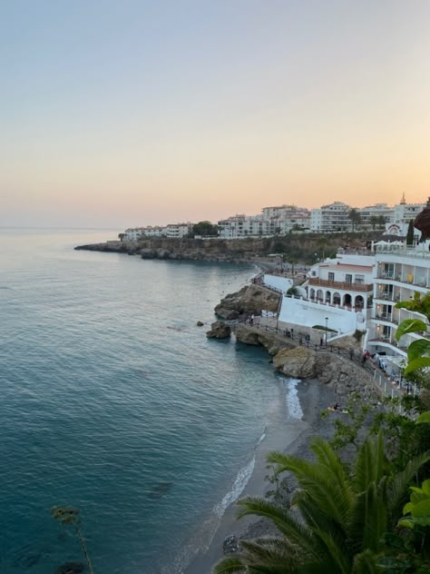 Spain Beach House, Nerja Spain Aesthetic, Malaga Spain Beach, Spain Nerja, Spain Honeymoon, Nerja Spain, Spain Beach, Summer Abroad, Spain Aesthetic