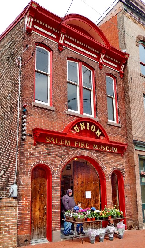 The Old Salem City Firehouse, now the Salem Fire Museum on Good Friday, April 19, 2014. Old Firehouse, Pub Ideas, Fire Fighter, Wood Wallpaper, Sims 4 Build, Village Life, Fire Station, April 19, Architecture Sketch