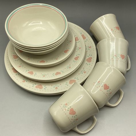 Corelle Patterns Dinnerware Sets, Teal Color Scheme, Corelle Dishes Pattern, Corelle Square Dinnerware Set, Corelle Square Plates, Tulips Pattern, Correll Dishes Vintage, Thrift List, Teal Color Schemes