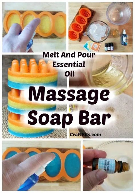 This soap making tutorial shows you how to create a massage soap bar using melt and pour soaps and essential oils. Massage Soap Bars, Diy At Home Spa, Acne Detox, Essential Oil Massage, Spa Facials, Massage Soap, Soap Making Tutorials, Bath And Body Recipes, Make Your Own Soap