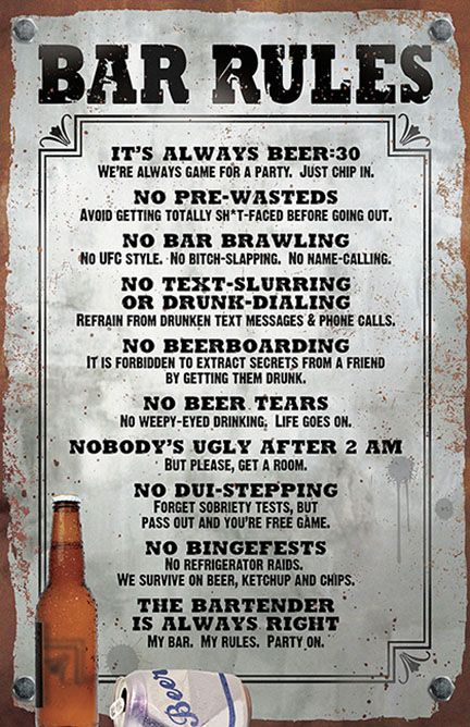 It's party time! Rules to maintain the party. Bar Rules poster. Bar Rules, 1920s Poster, Speakeasy Decor, My Bar, Rules Poster, Beer Quotes, Personalized Bar Signs, Unique Gifts For Dad, Bar Poster