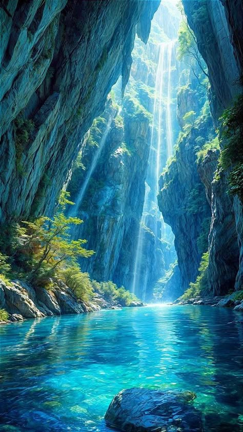 Fantasy Water Landscape, Fantasy Landscape Water, 숲 사진, Dreamy Landscapes, Pretty Landscapes, Fantasy Art Landscapes, Arte Fantasy, Beautiful Scenery Nature, Alam Yang Indah