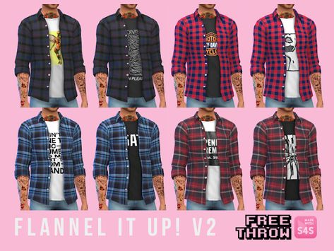 Repost and Updated: Flannel It Up! v2 Sims 4 Cc Flannel, Sims 4 Flannel, Play Sims 4, Clothing Male, Play Sims, Sims 4 Update, Sims 4 Game, Flannel Jacket, Ts4 Cc