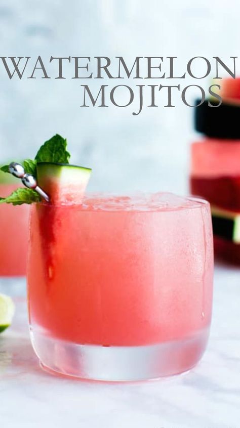 Watermelon Mixed Drinks, Watermelon Alcohol, Watermelon Alcoholic Drinks, Watermelon Mojito Recipe, Pitcher Margarita Recipe, Happy Hour Food, Watermelon Cocktail, Watermelon Mojito, Watermelon Drink