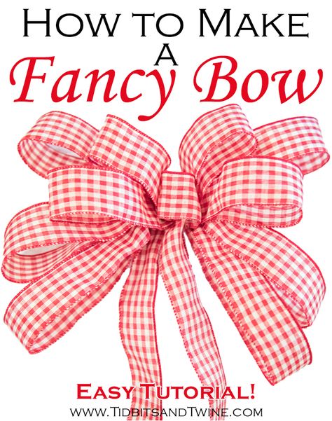 Easy Bow Tutorial, Bow Making Tutorials, Diy Wreath Bow, Easy Bow, Christmas Bows Diy, Homemade Bows, Make A Bow, Fancy Bows, Faux Hydrangea