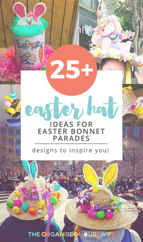 If your kids have an Easter Hat Parade coming upcheck out some of my Easter bonnet ideasget the kids to help create their masterpiece Spring Hat Ideas, Spring Hat Parade, Easter Egg Hat, Easter Traditions Family, Girls Easter Hats, Easter Hat Parade Ideas, Easter Bonnets For Boys, Girls Easter Bonnet, Easter Bonnet Competition