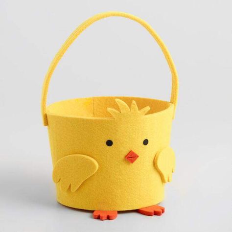 Chick Felt Basket Diy Easter Bags, Felted Basket, Felt Basket, Easter Bags, Boyfriend Crafts, Felt Gifts, Easter Basket Diy, Baby Chick, Baby Easter