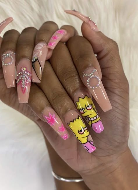 25 Birthday Nails Designs, Cartoon Art Styles Nails, 35th Birthday Nails, Zodiac Birthday Nails, Libra Zodiac Nails Design, Libra Birthday Acrylic Nails, Capricorn Nails Acrylic, Birthday Nails Capricorn, Libra Nails Design Birthday