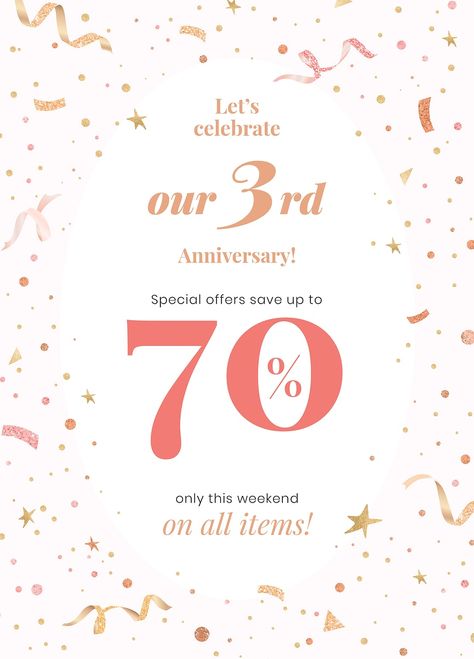 Anniversary Sale Flyer, Anniversary Promotion Design, Anniversary Sale Poster, Anniversary Poster Design, Poster Anniversary, Anniversary Poster, Fashion Sale Banner, Jewellery Advertising, Anniversary Outfit