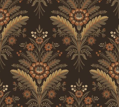 Picture of Moorbank - Chocolate Decorative Ceiling Panels, Chocolate Wallpaper, Wallpaper Boulevard, Wallpaper Tools, Floral Ornaments, Mulberry Tree, Commercial Wallpaper, Damask Wallpaper, Wallpaper Border